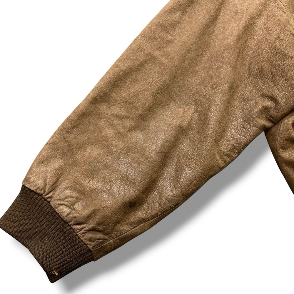 Vintage Wilsons Adventure Bound Distressed Brown Leather Bomber Jacket Men's S - Picture 8 of 13